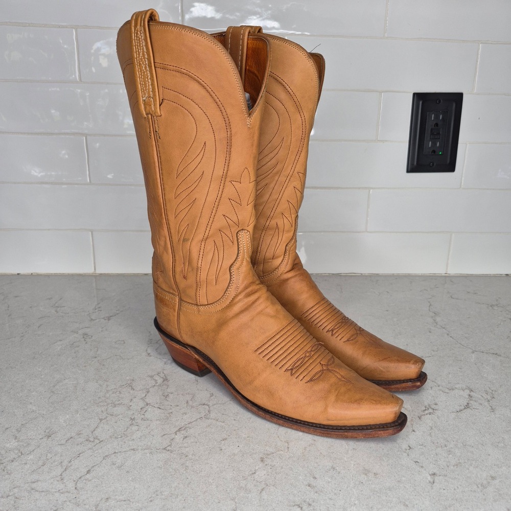 Lucchese 1883 Women's Western Cowboy Boots Snip Toe 8B Tan Leather USA